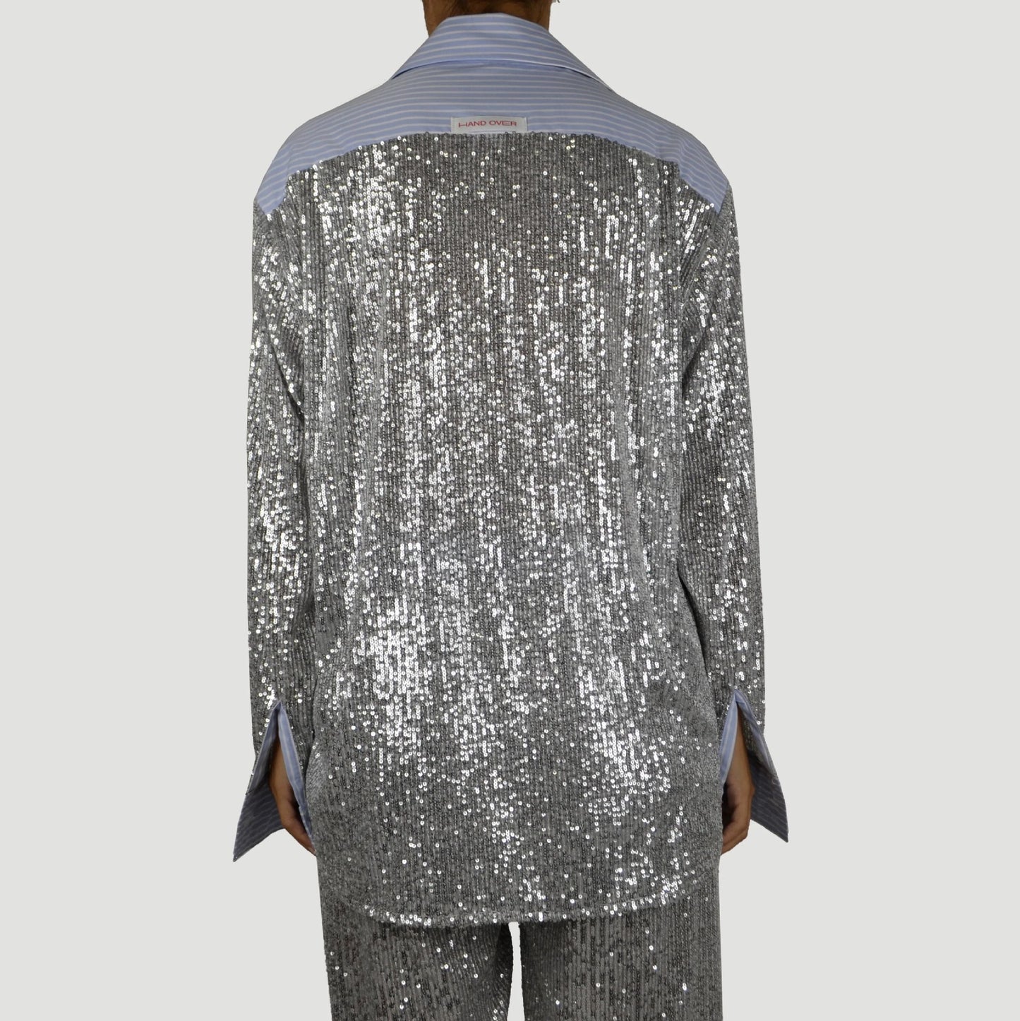 Sequin Blazer and Wide-Leg Pants Outfit Sets