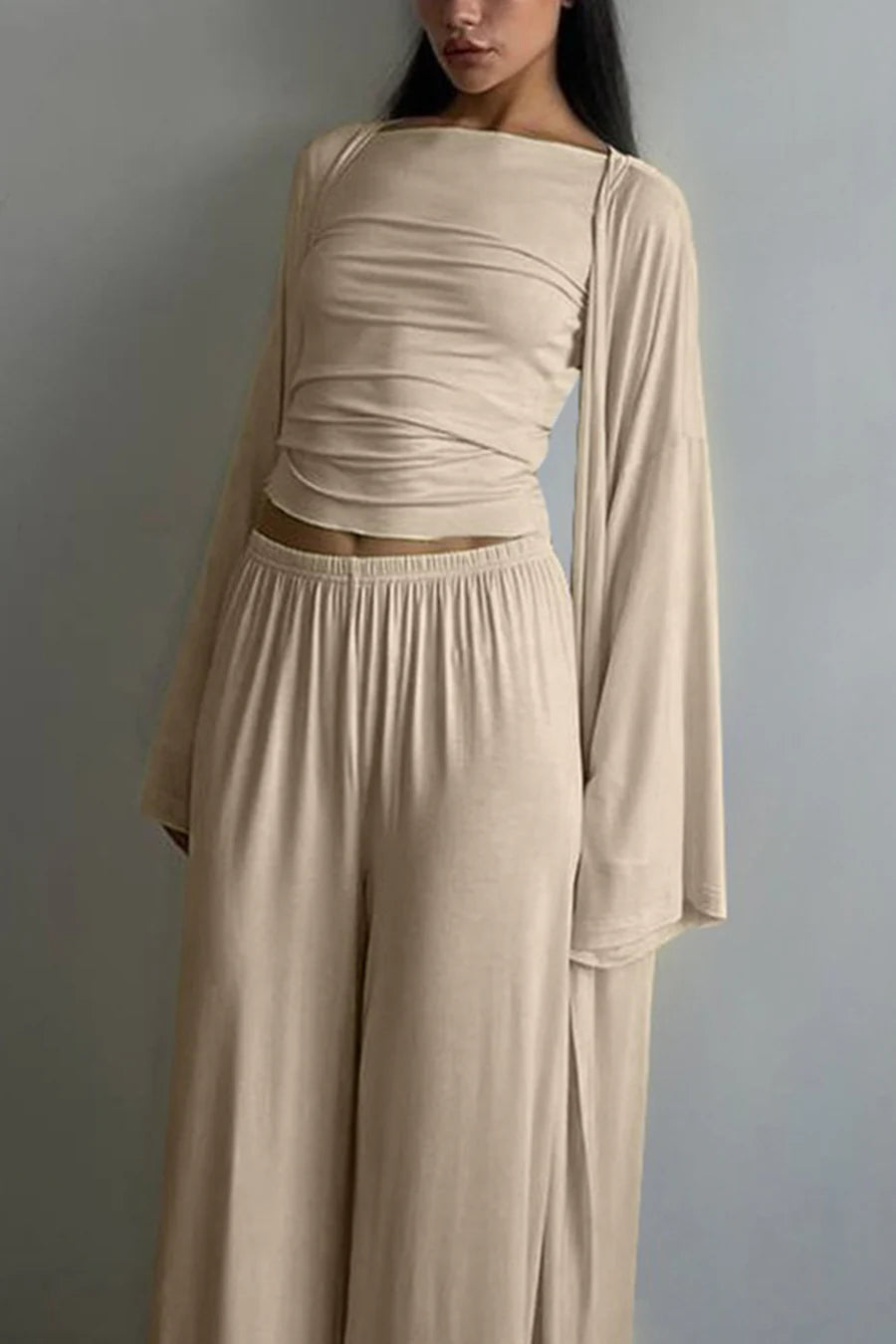 Solid Color Comfy Three-piece Outfit Sets