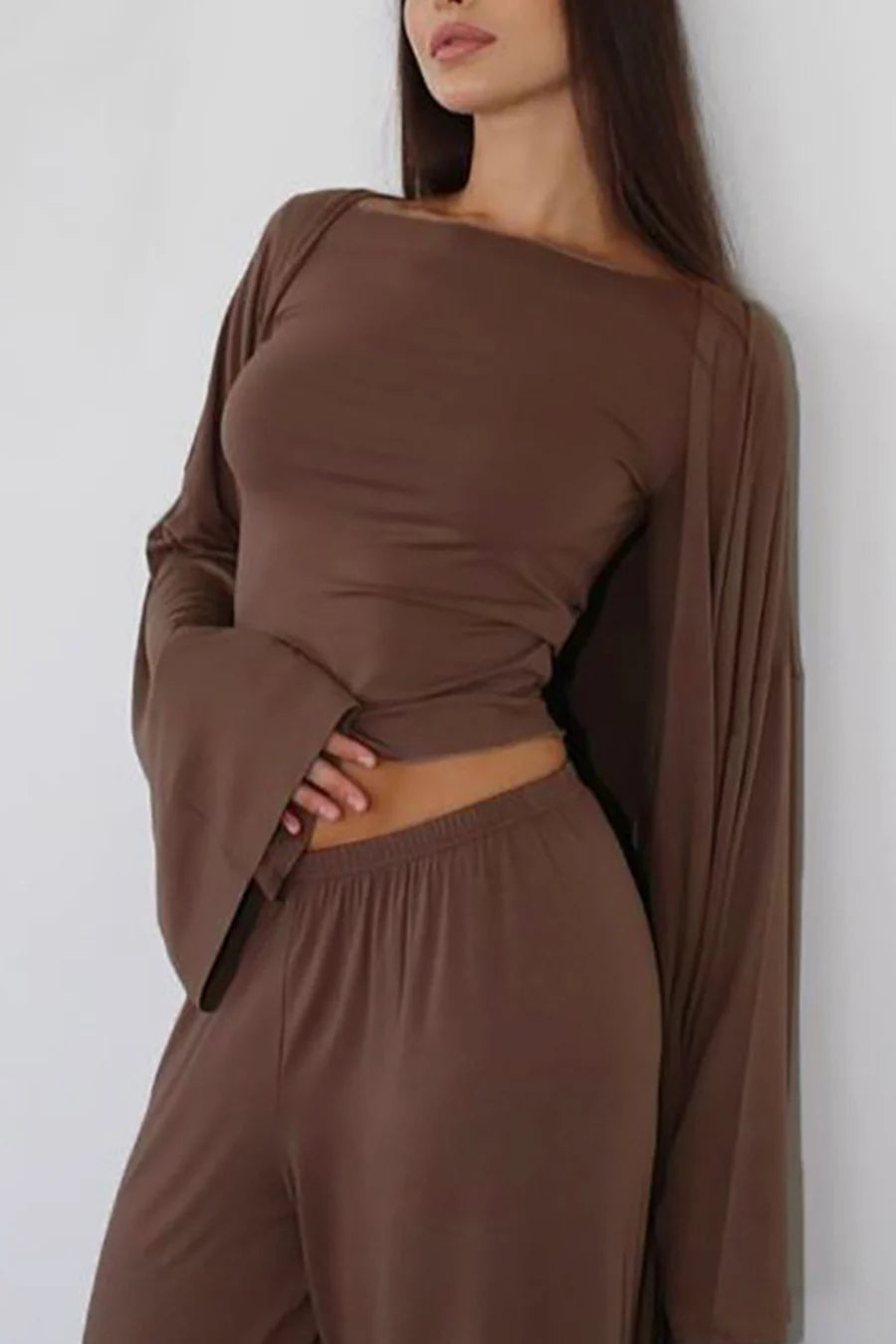 Solid Color Comfy Three-piece Outfit Sets