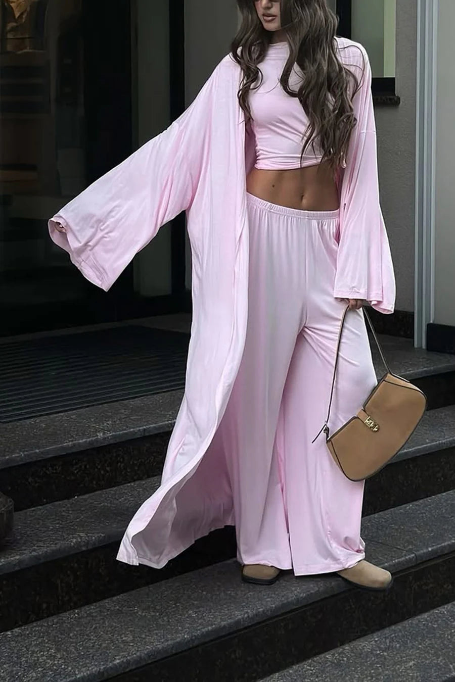 Solid Color Comfy Three-piece Outfit Sets