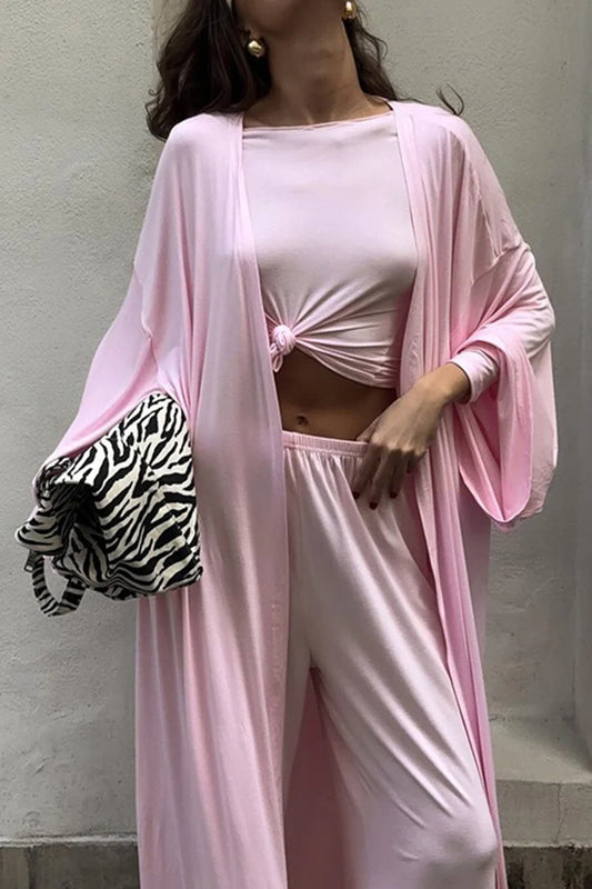 Solid Color Comfy Three-piece Outfit Sets