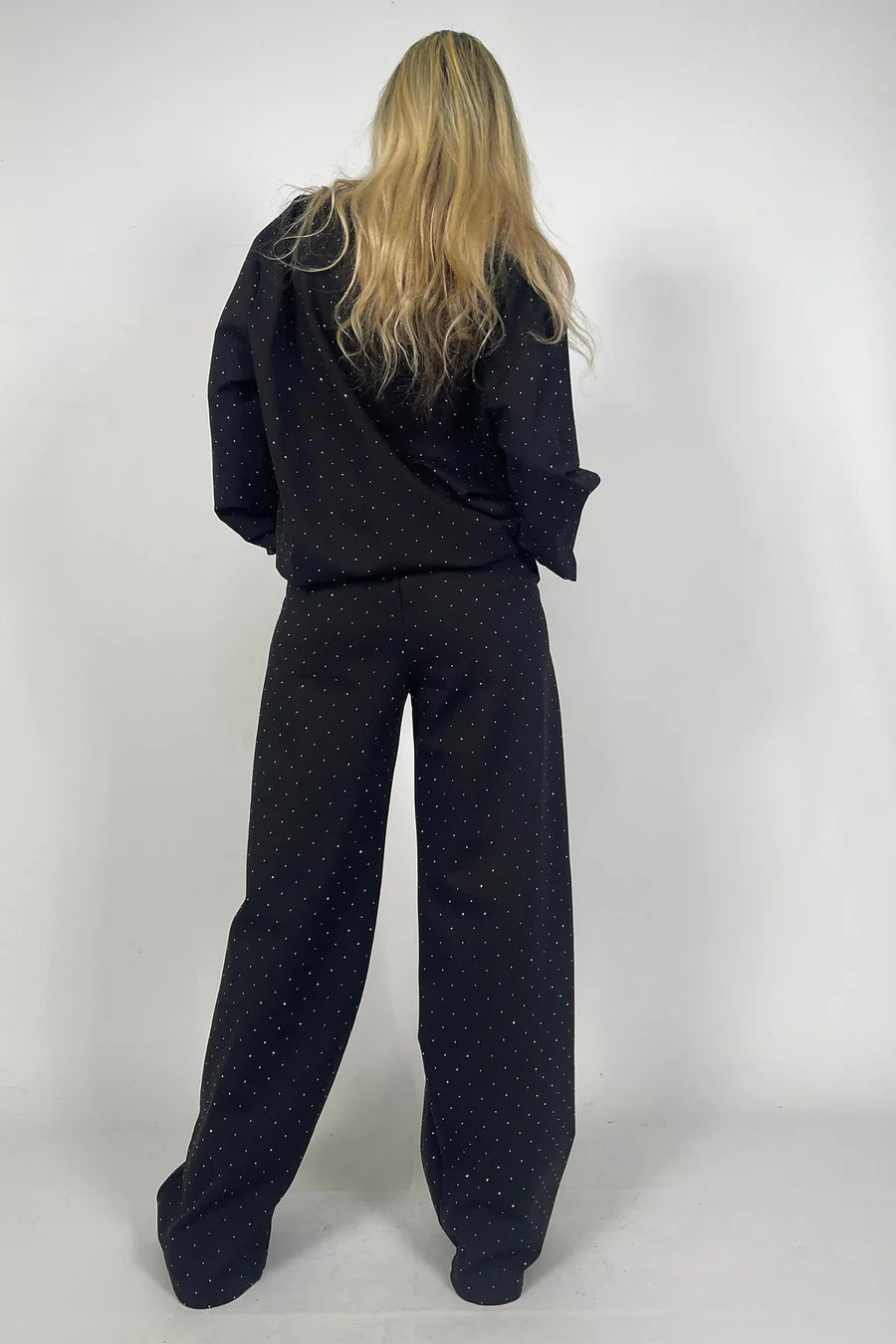 Rhinestone Sweatshirt Two-piece Outfit Sets