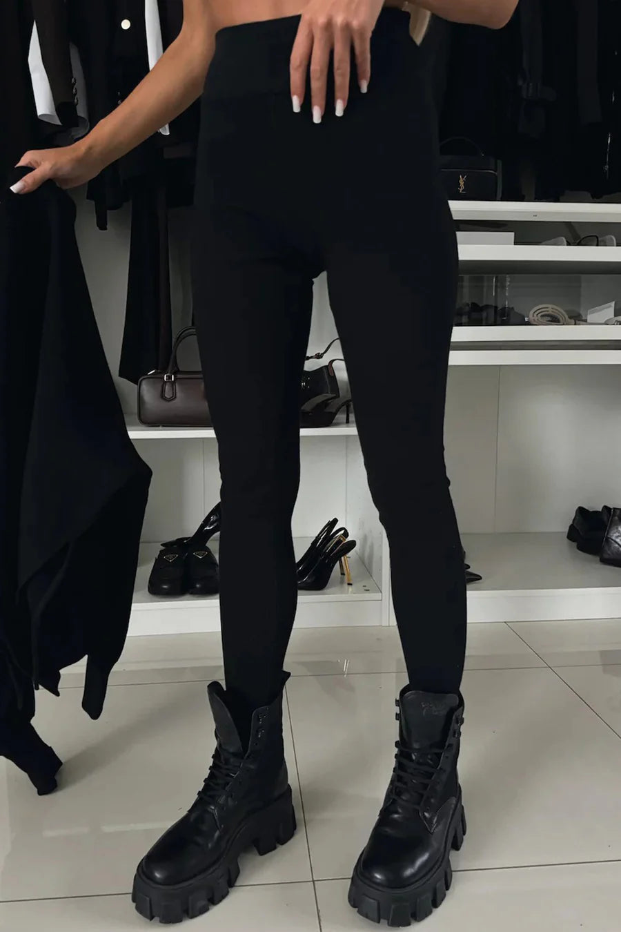 Printed Slit Hem Hoodie Leeging Outfit Sets