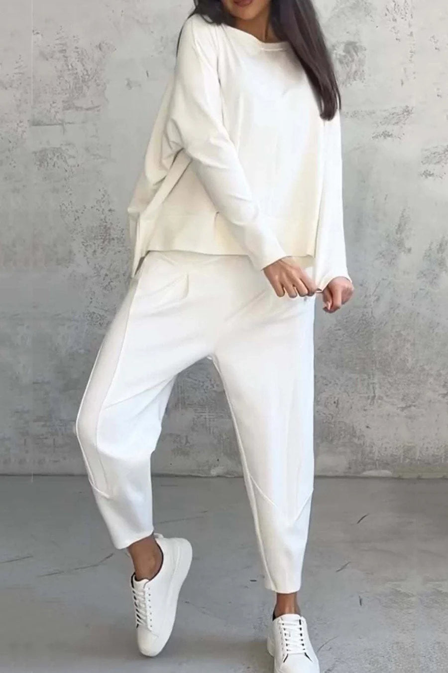 High Low Hem Sweatshirt Outfit Sets