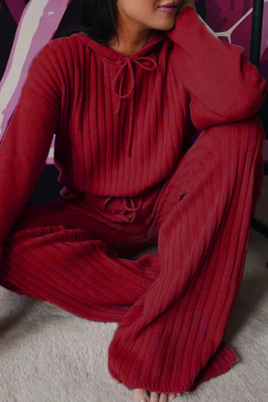 Ribbed Drawstring Outfit Sets