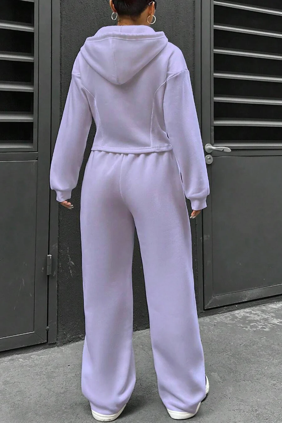 Solid Slim Fit Hoodie Pants Suits