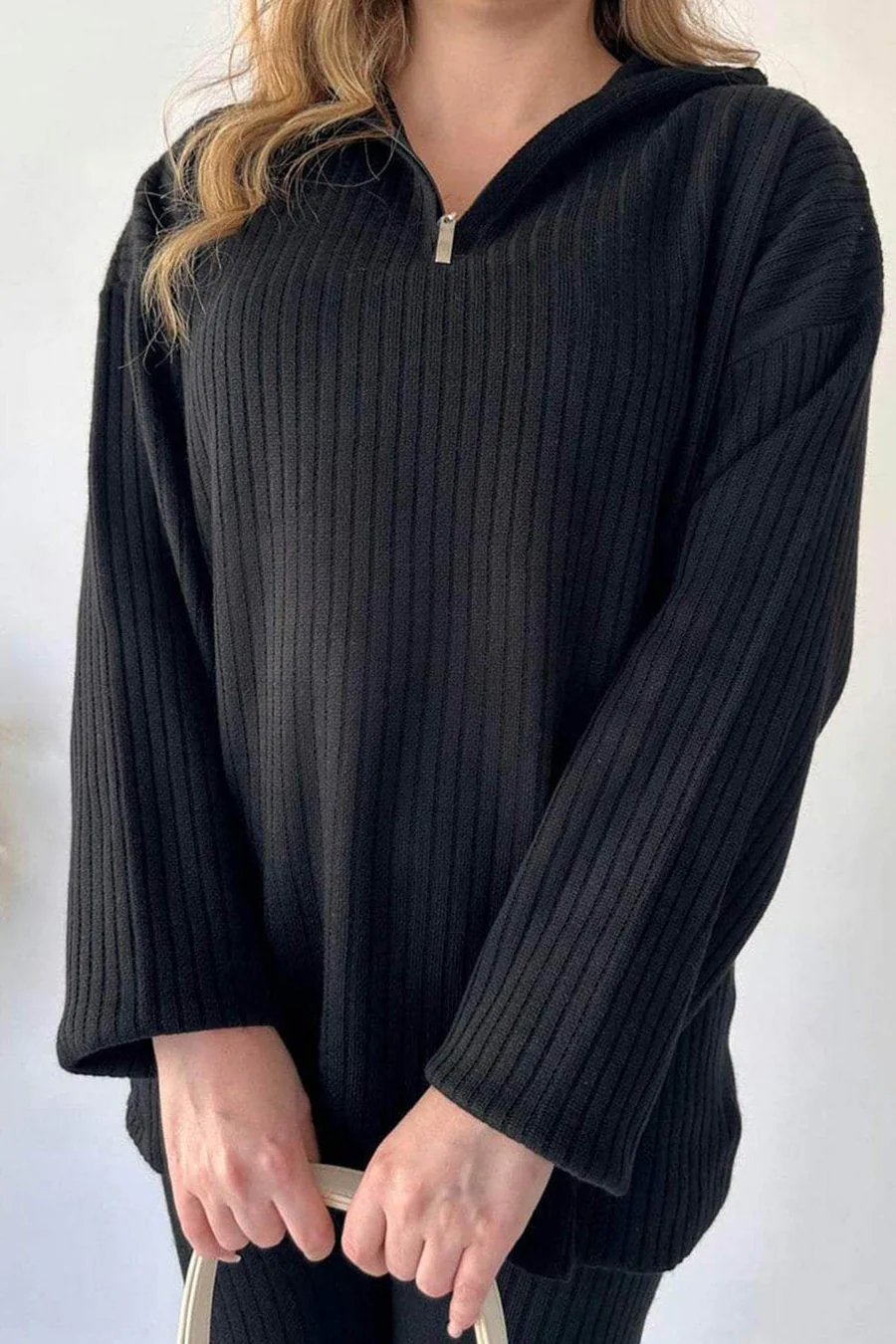 Kairoe Slit Ribbed Knit Two-piece Outfit Sets