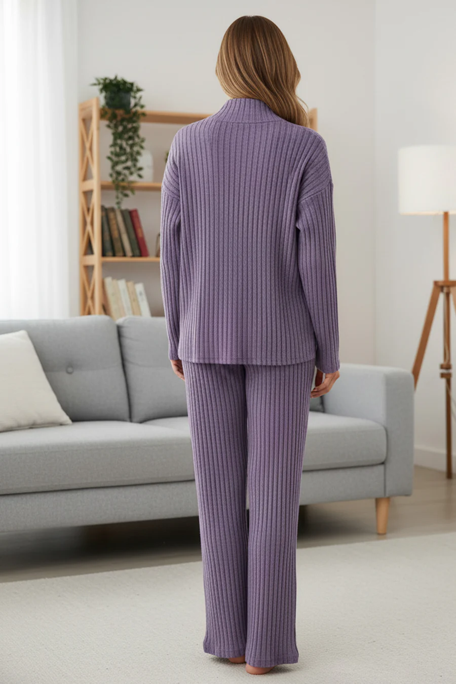 Kairoe Slit Ribbed Knit Two-piece Outfit Sets