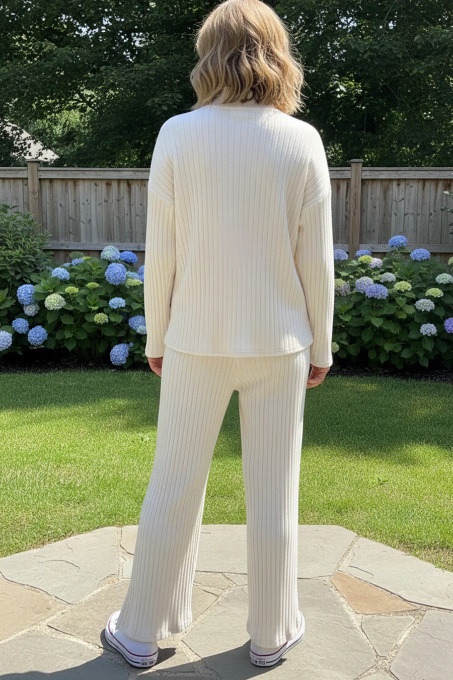 Kairoe Slit Ribbed Knit Two-piece Outfit Sets