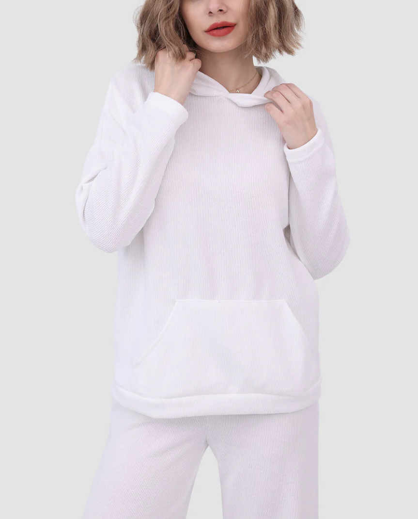 Two-piece Solid Color Hooded Sweater Sets