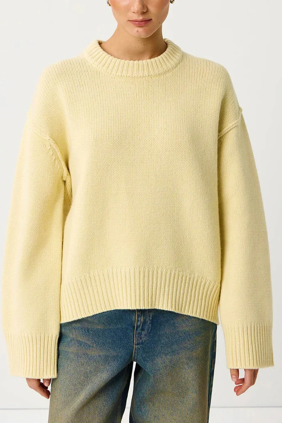 Round Neck Solid Color Pullover Sweaters