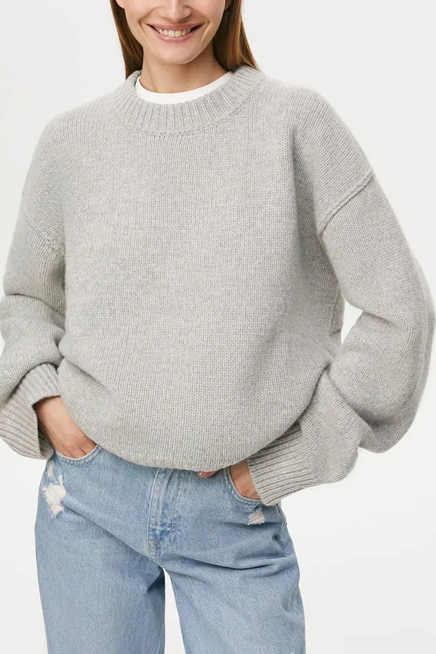 Round Neck Solid Color Pullover Sweaters