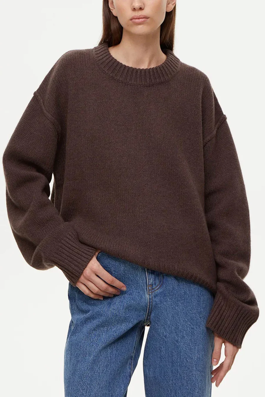 Round Neck Solid Color Pullover Sweaters