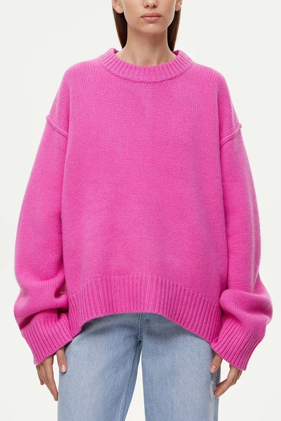Round Neck Solid Color Pullover Sweaters