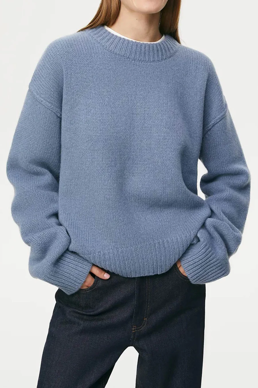 Round Neck Solid Color Pullover Sweaters