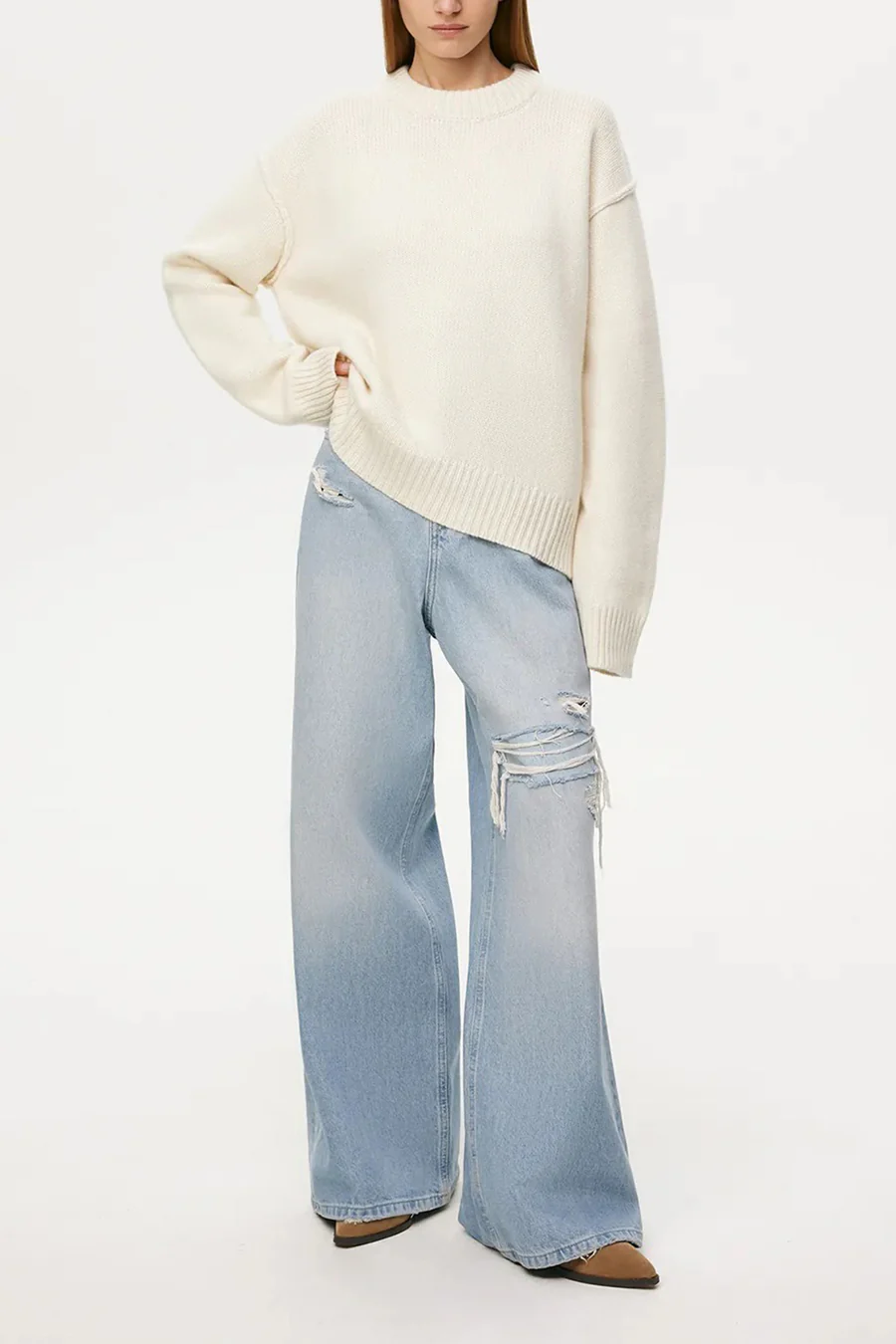 Round Neck Solid Color Pullover Sweaters