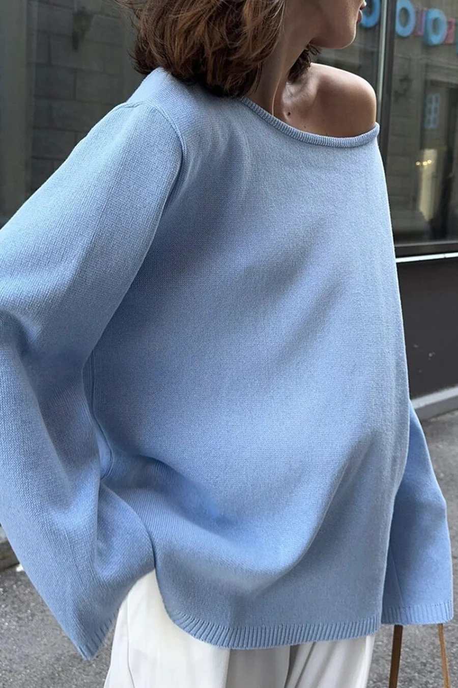 Crew Neck Backless Cotton Sweaters