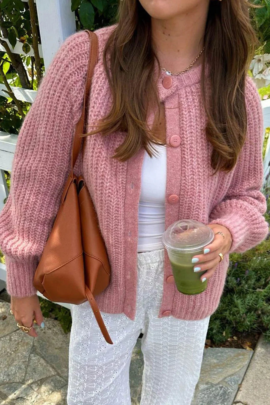 Solid Color Lantern Sleeve Short Cardigans