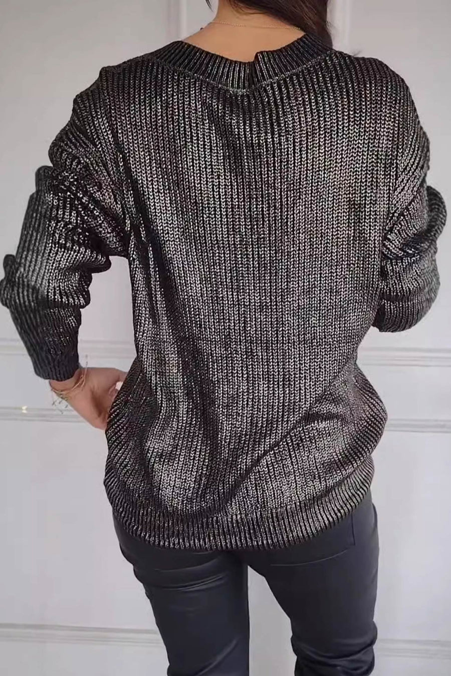 V Neck Bright Silk Pullover Sweaters