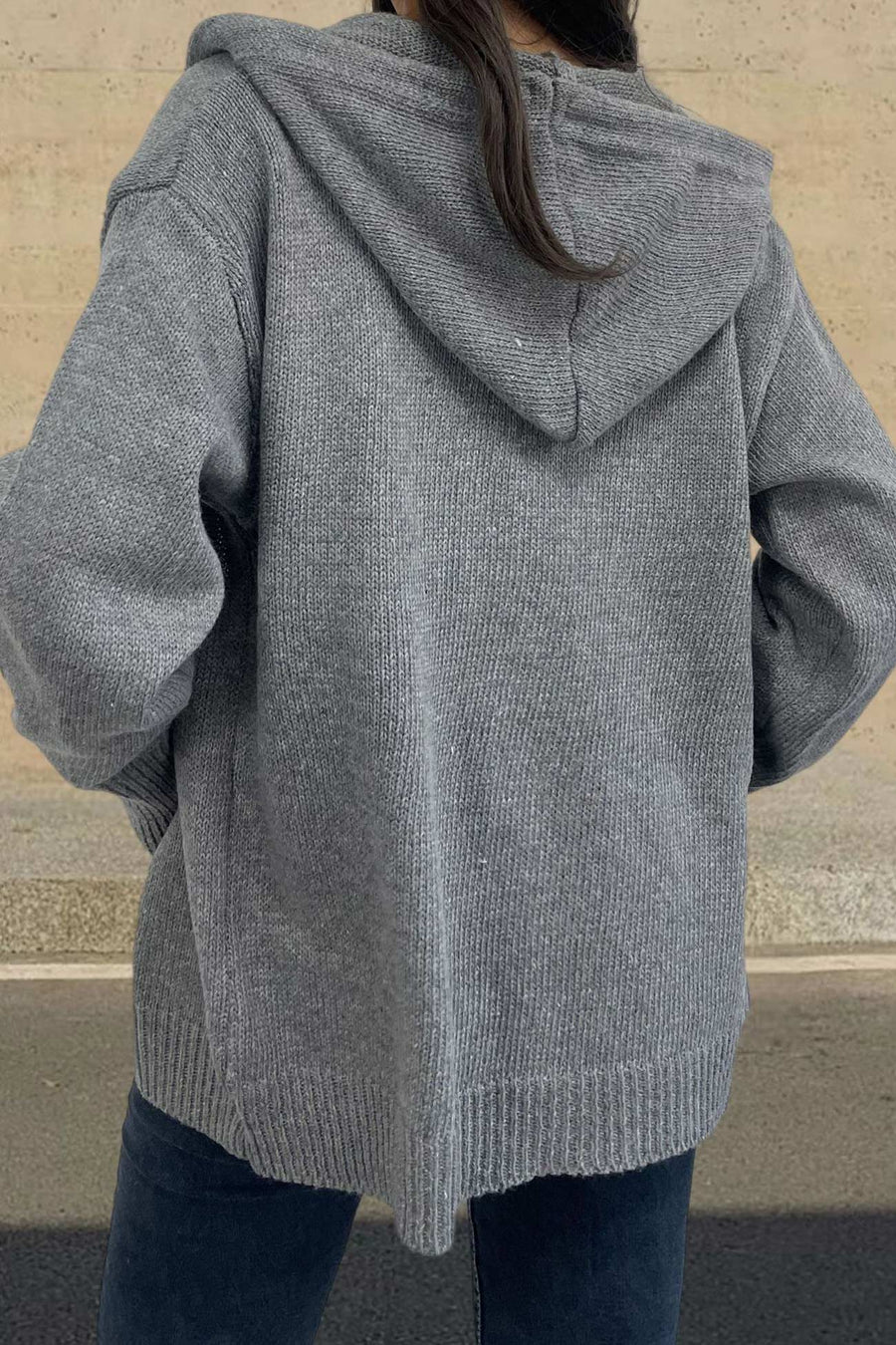 Button-down Knit Hooded Cardigans