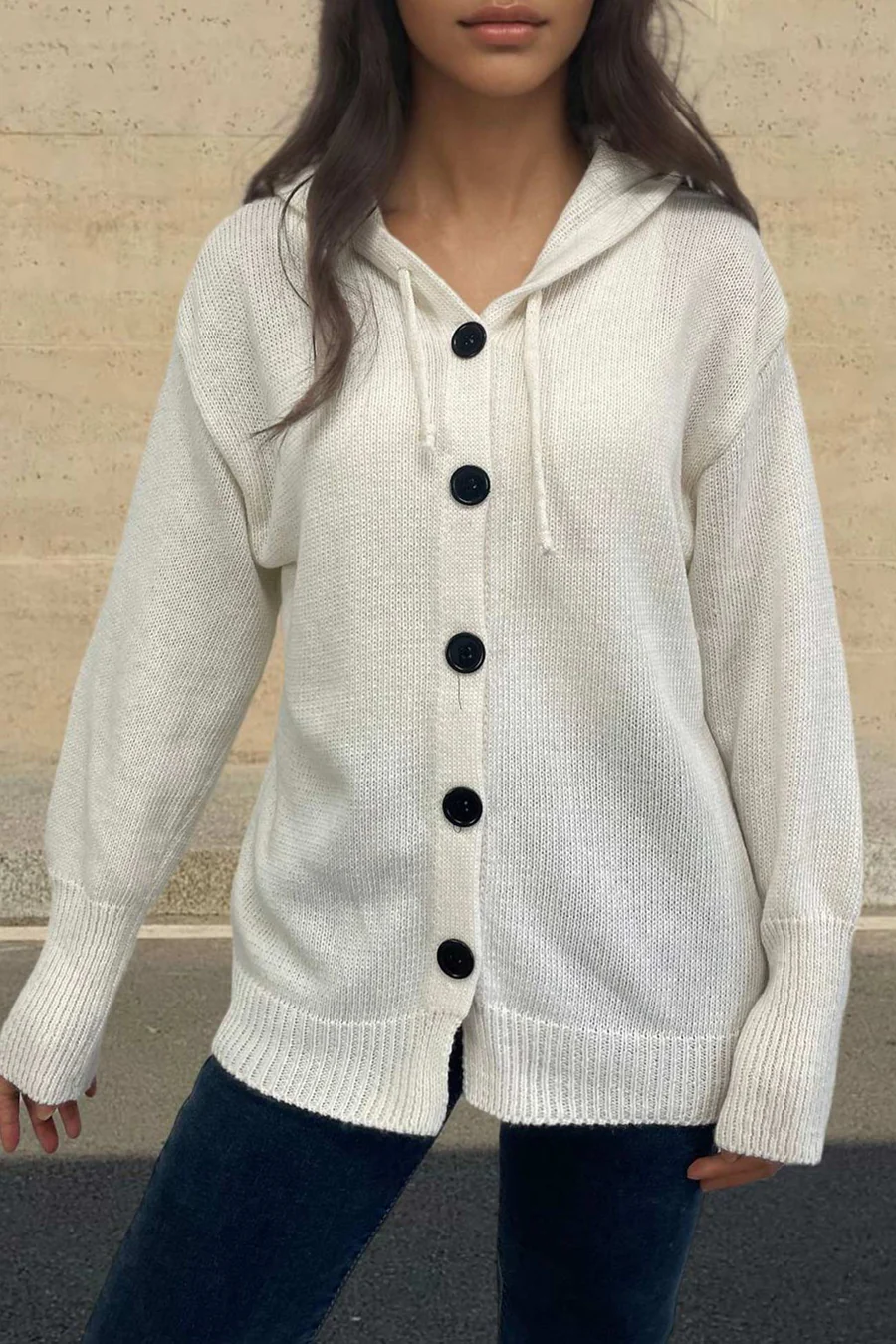 Button-down Knit Hooded Cardigans