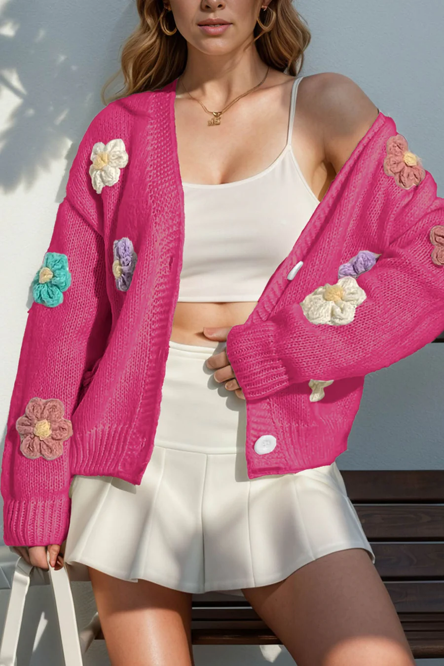 Floral Crochet Button-deon Cardigans