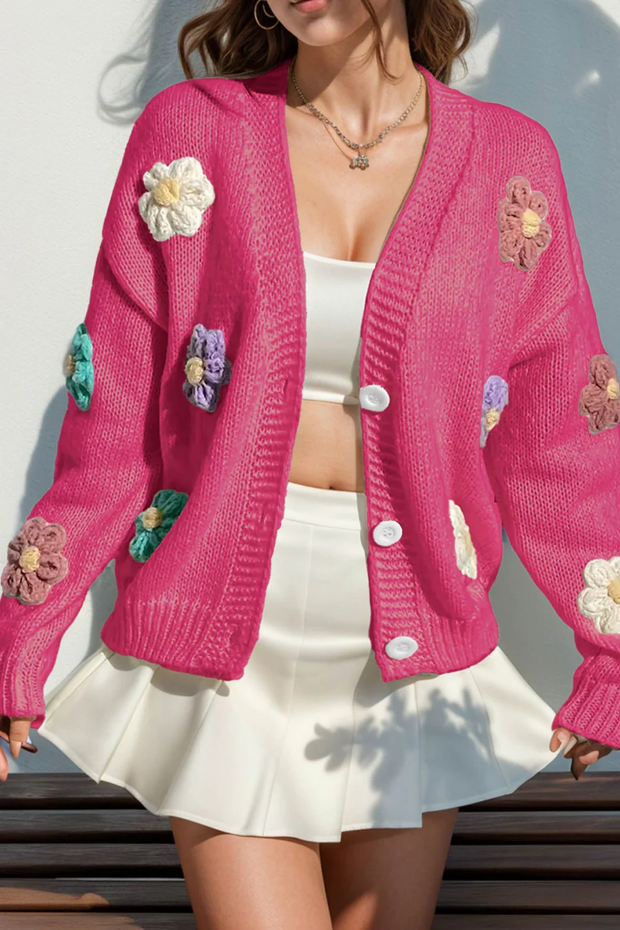 Floral Crochet Button-deon Cardigans