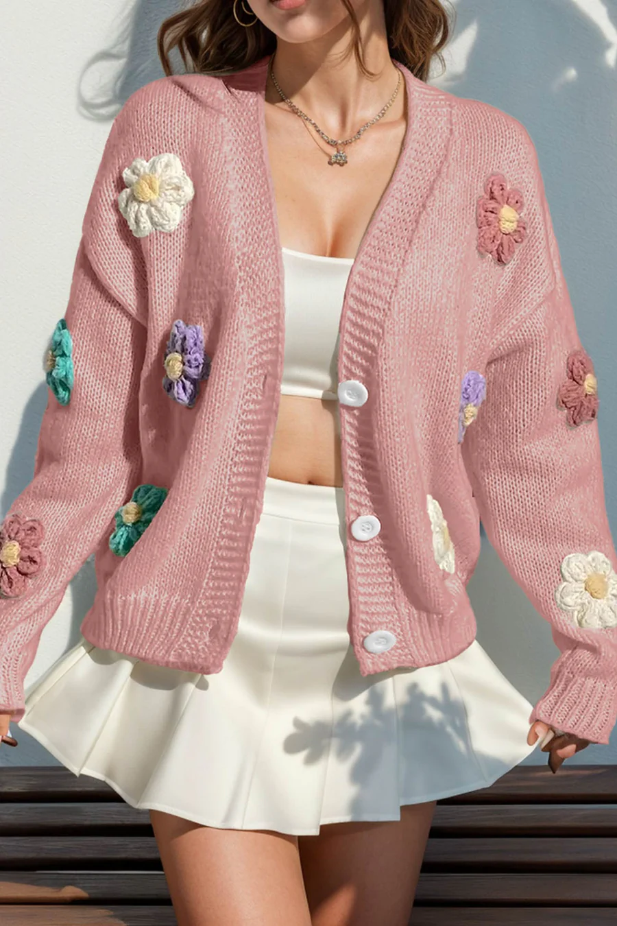 Floral Crochet Button-deon Cardigans
