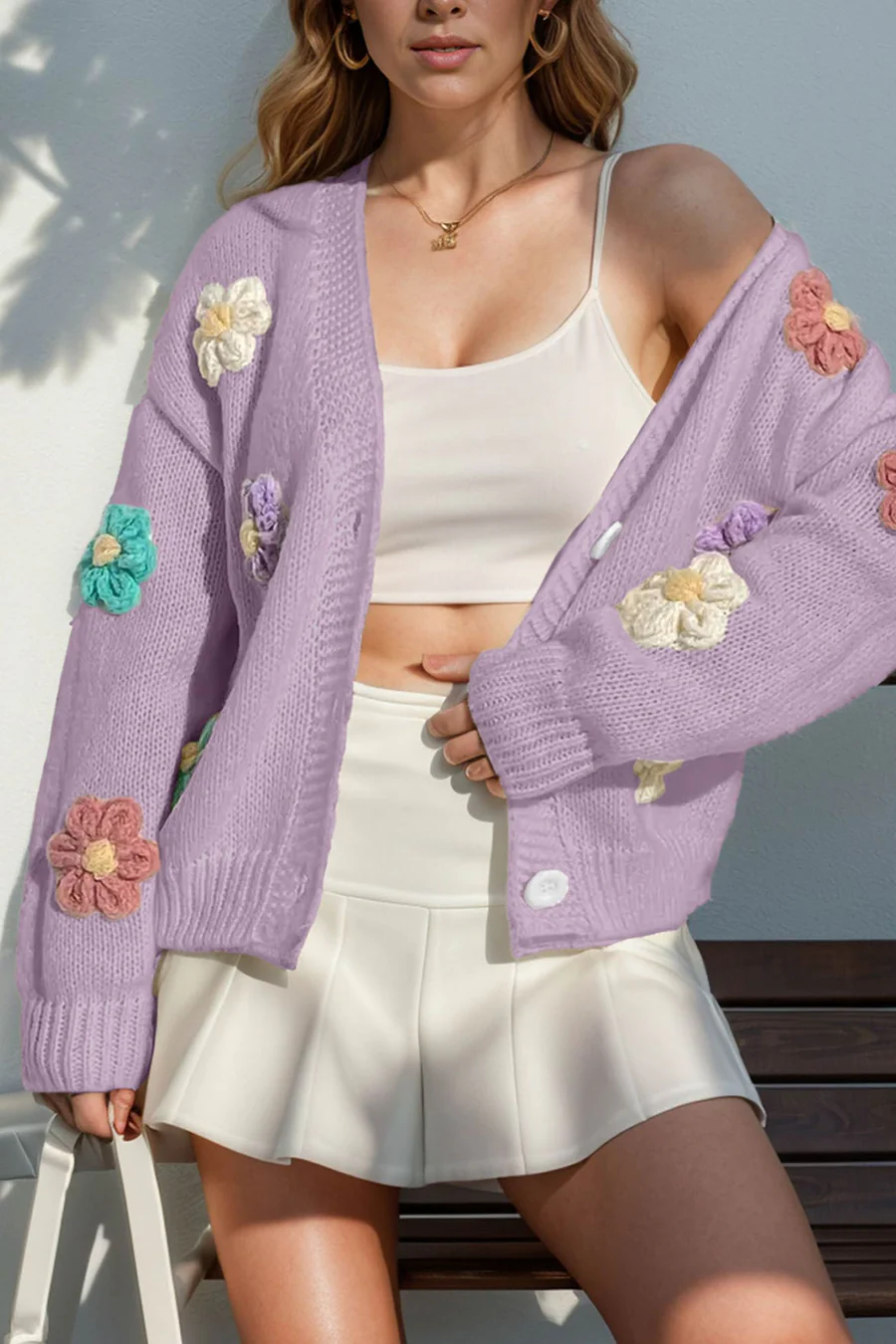 Floral Crochet Button-deon Cardigans