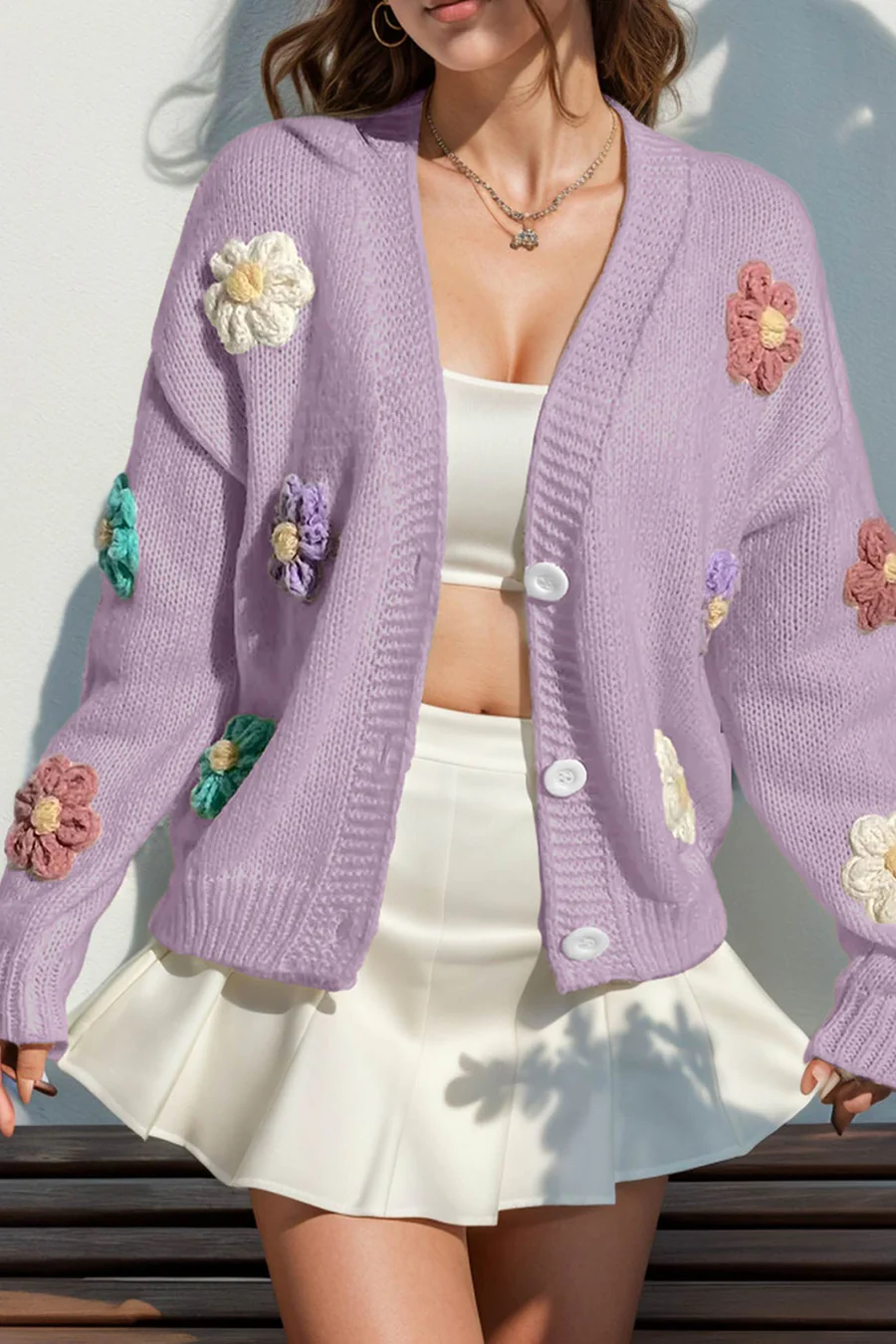 Floral Crochet Button-deon Cardigans