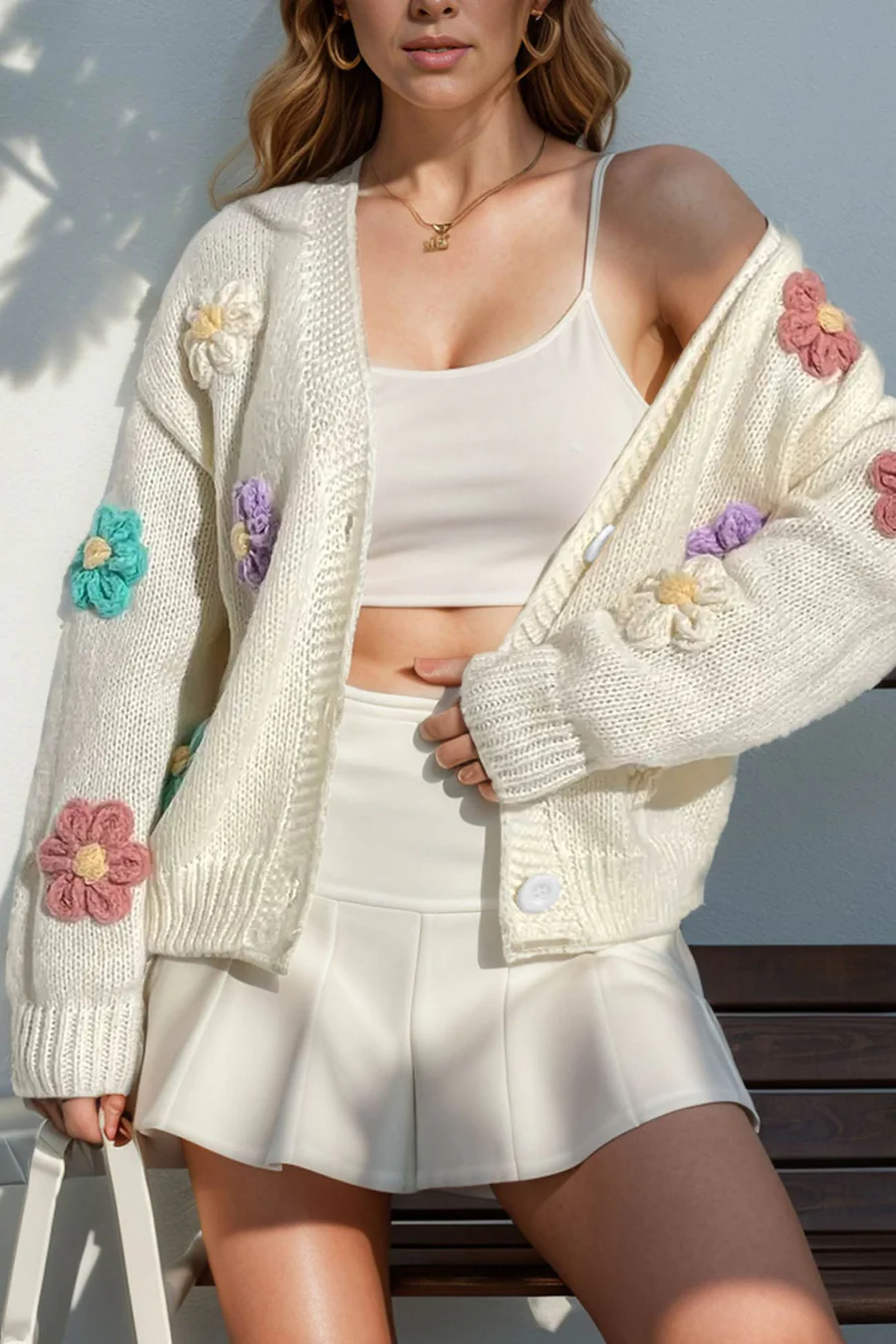 Floral Crochet Button-deon Cardigans