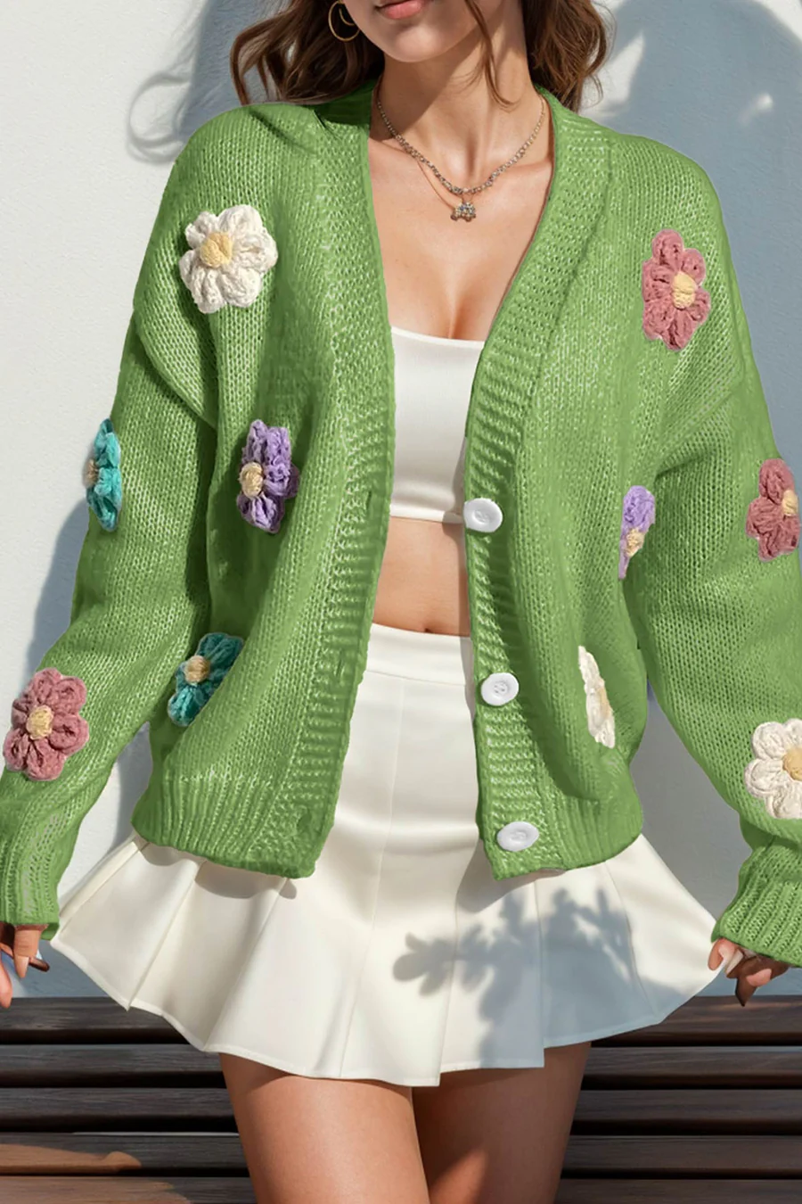 Floral Crochet Button-deon Cardigans