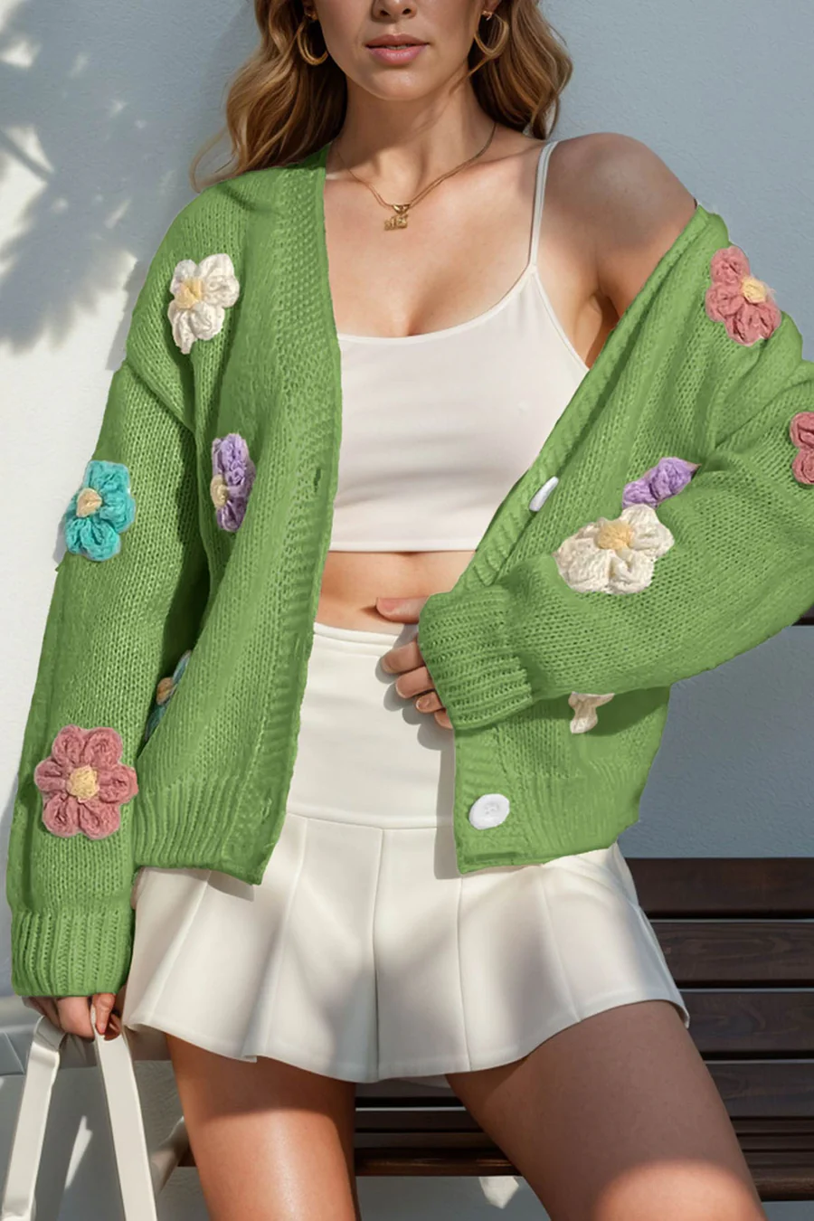 Floral Crochet Button-deon Cardigans