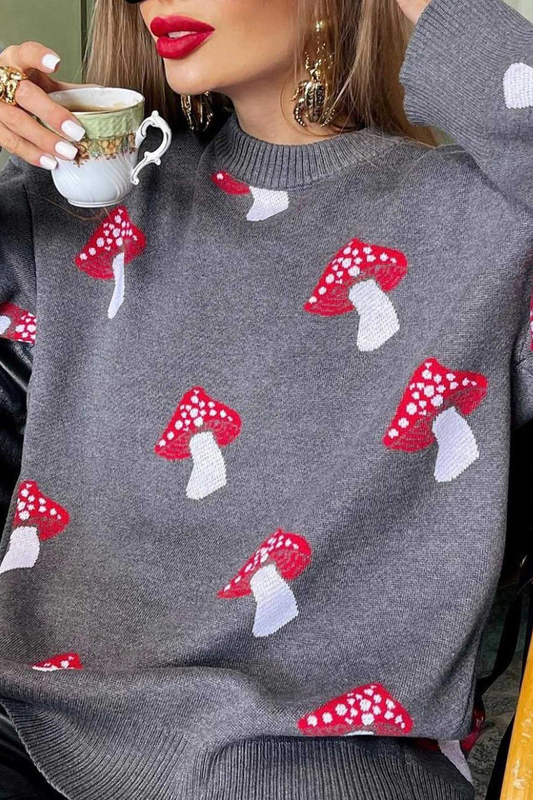 Mushroom Graphic Pullover Sweaters