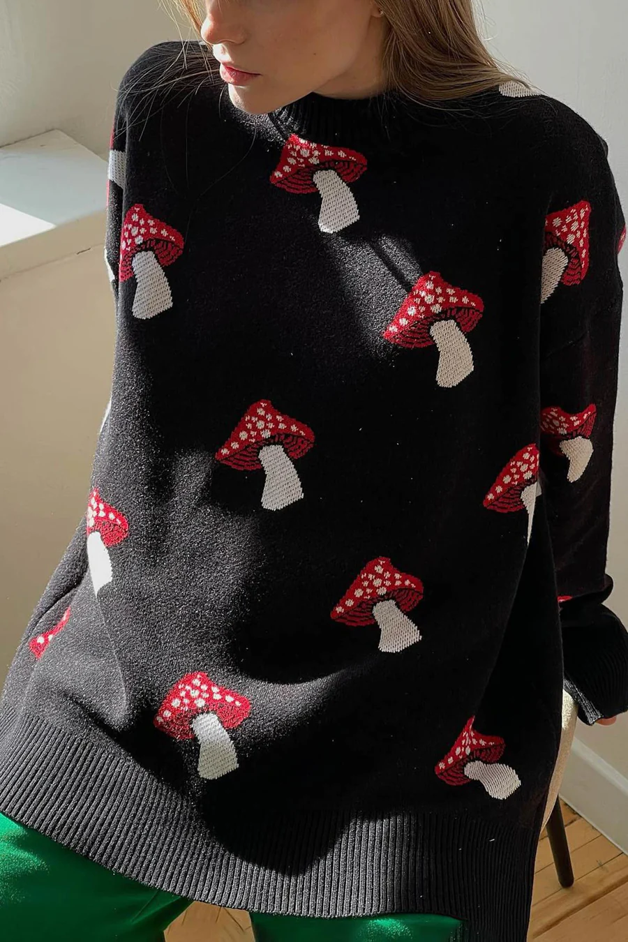 Mushroom Graphic Pullover Sweaters