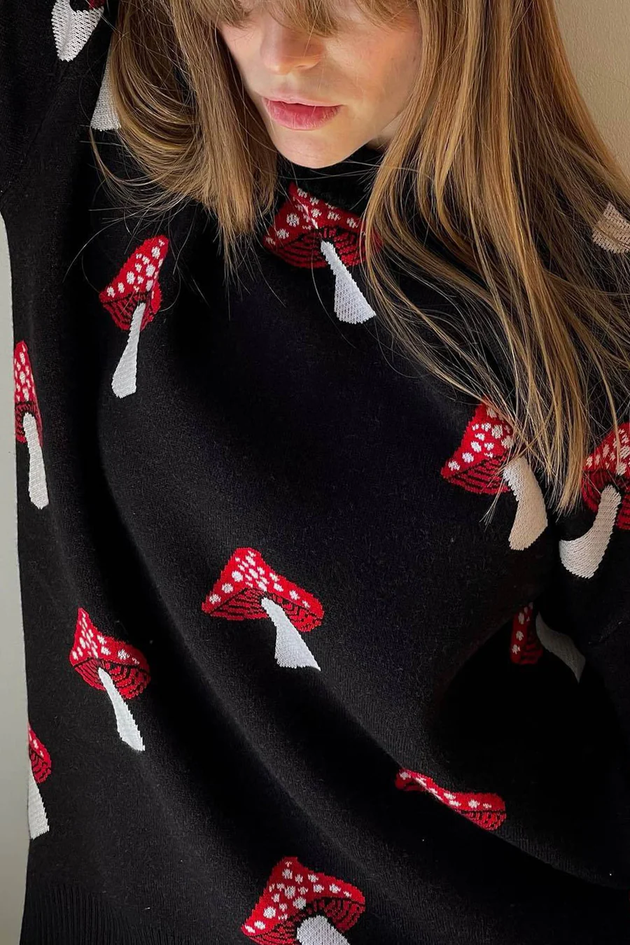 Mushroom Graphic Pullover Sweaters