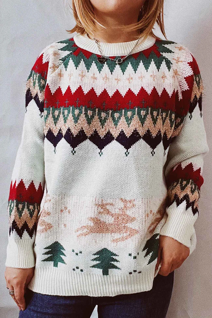 Drop Shoulder Crew Neck Long Sleeve Sweaters