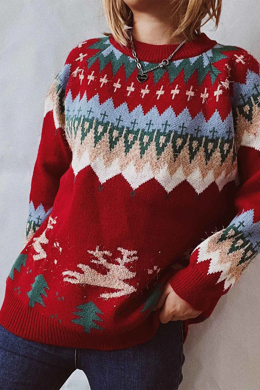 Drop Shoulder Crew Neck Long Sleeve Sweaters