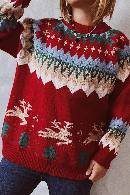 Drop Shoulder Crew Neck Long Sleeve Sweaters